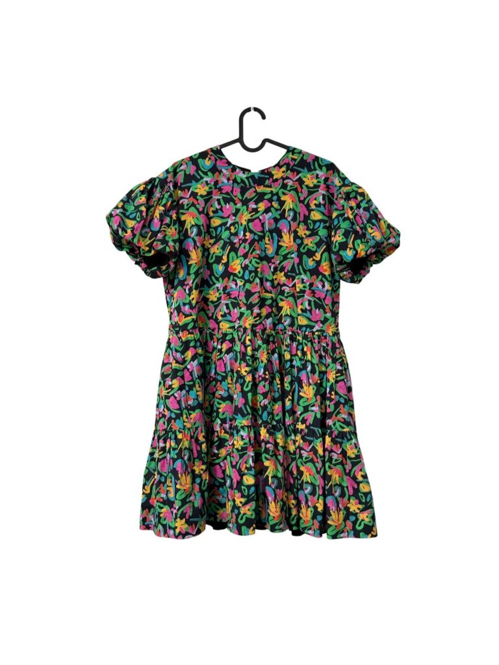 Tanya Taylor Multicolor Floral Puff Sleeve Oversized Babydoll Dress Womens Small